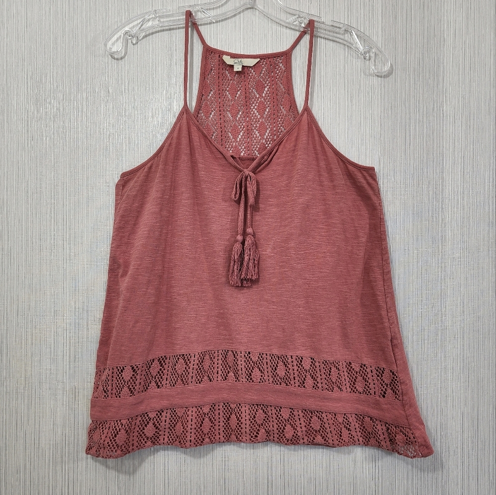 Clockhouse Boho Dusty Rose Lacy Cutout Tank Top